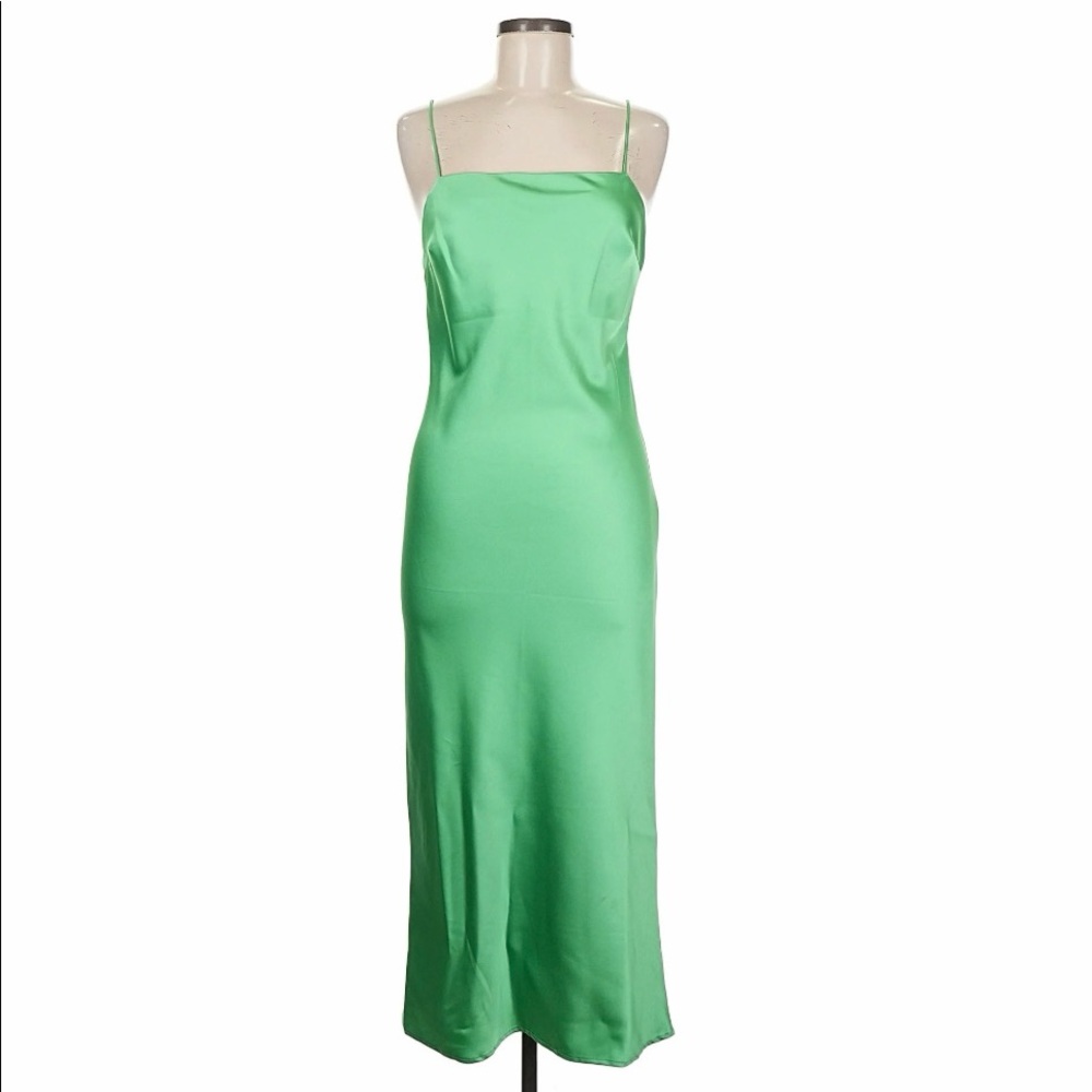 Green Topshop satin midi dress